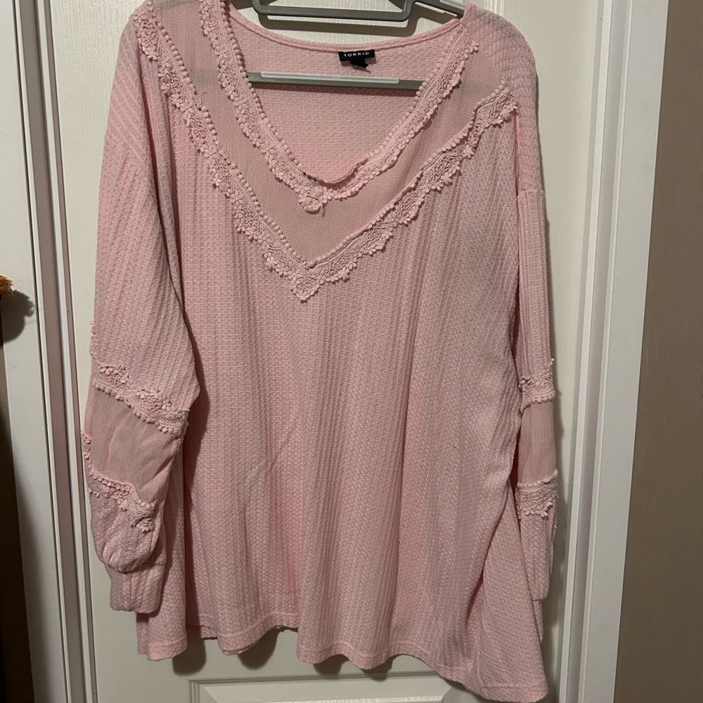 Torrid Pink Ruffled Tunic Blouse